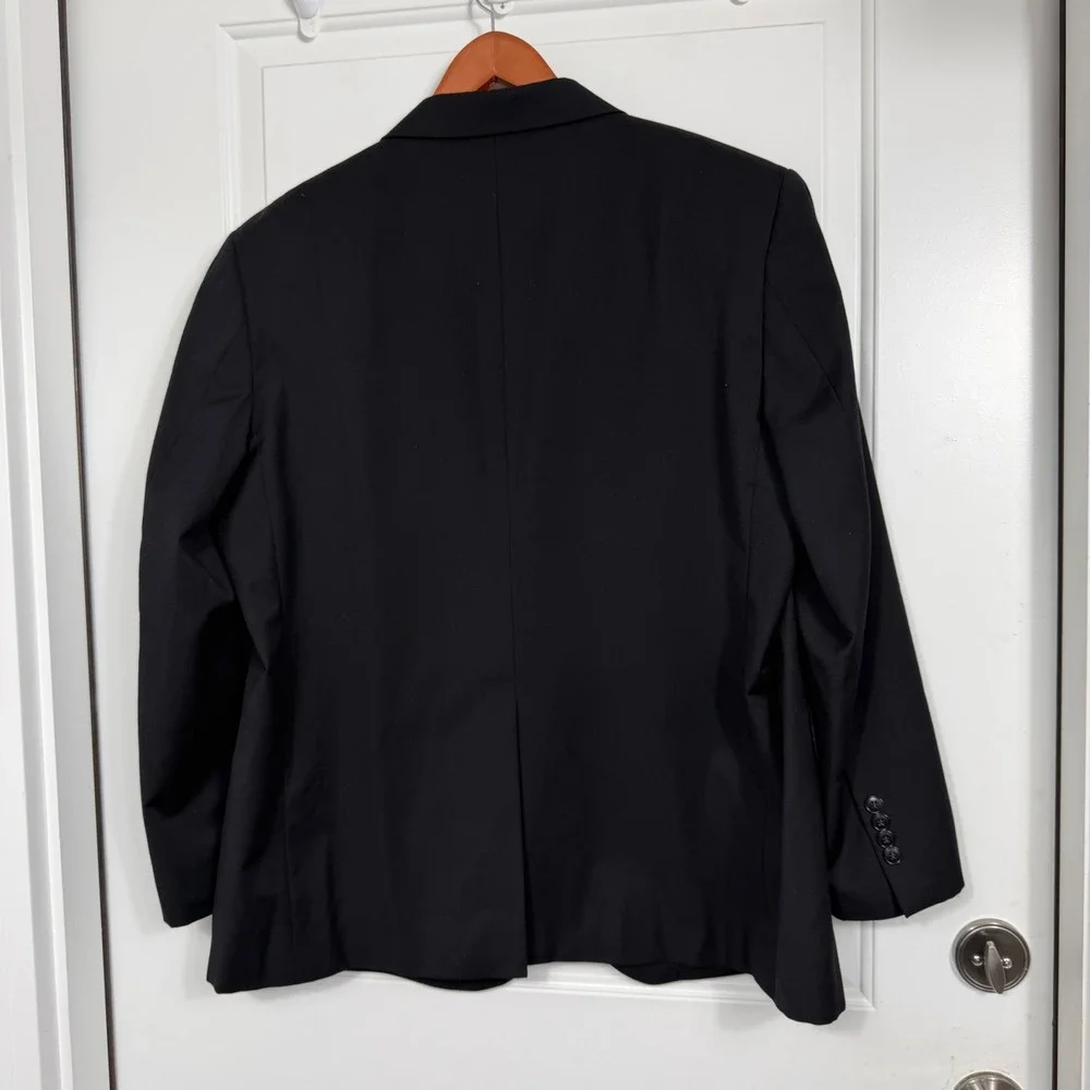 Jos. A. Bank Traveler Suit Mens 44 Short 42 Waist Black 100% Wool 2-Button